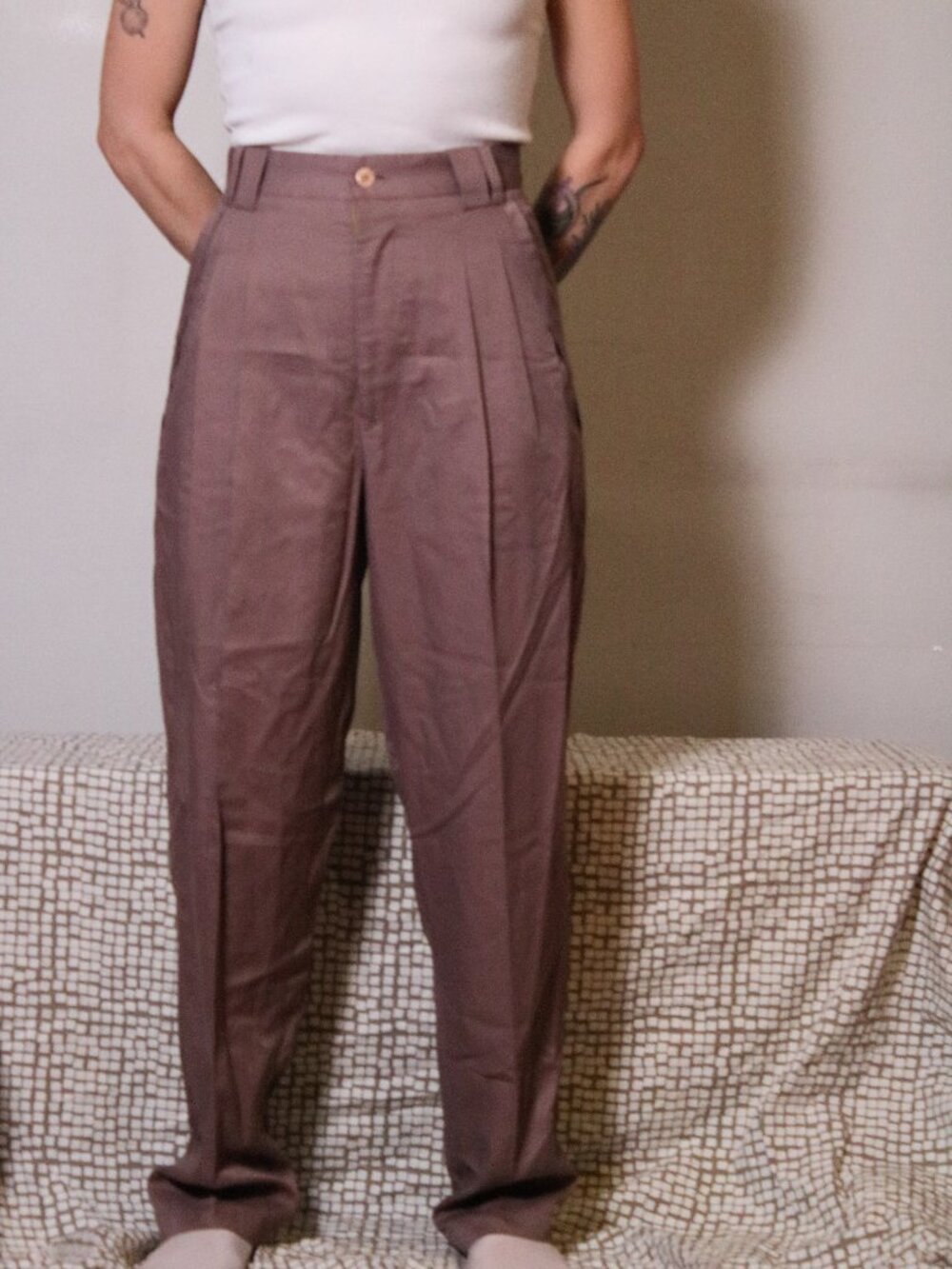 Vintage Muted Purple Pleated Trousers Size S